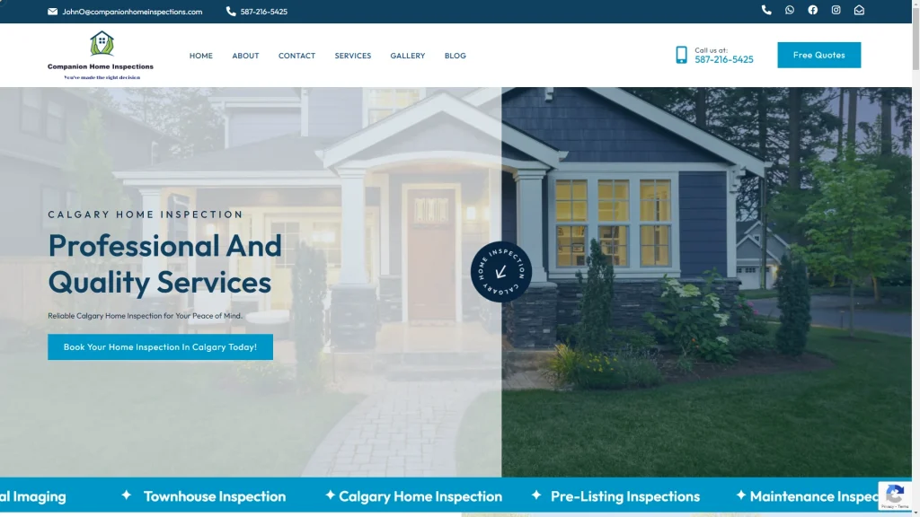 Home inspection company web design portfolio websites